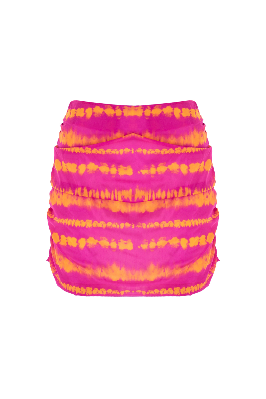 Pembe Bloklu Mini Etek