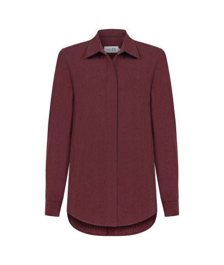 Arkası Düğme Detaylı Bordo Gömlek