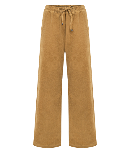 Fitilli Kadife Beli Büzgülü Pantolon