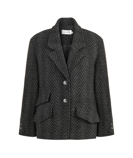 Siyah Gri Geçişli Kısa Kaban