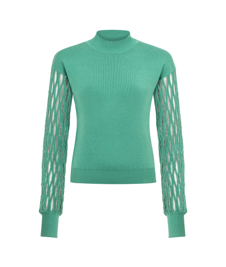 Kolu Transparan Yeşil Kazak