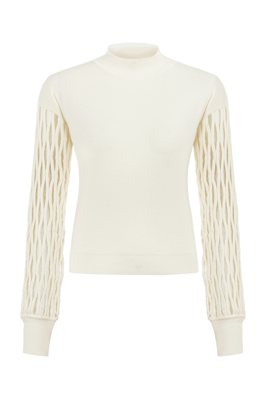 Kolu Transparan Beyaz Kazak