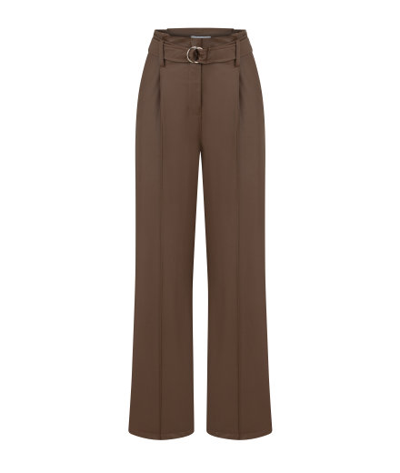 Beli Kemerli Kahverengi Deri Pantolon