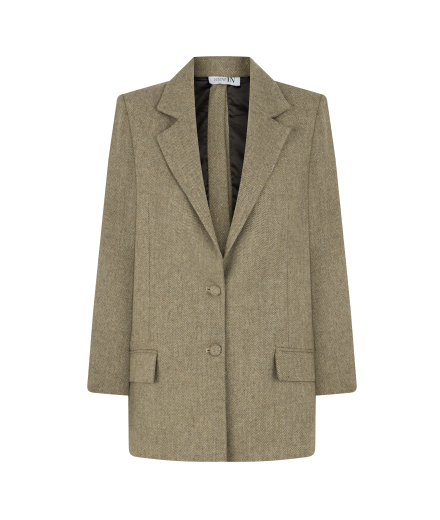 %100 Yün Oversize Arkası Düğmeli Camel Ceket