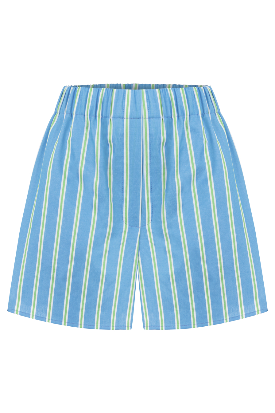 Mavi Çizgili Koton Şort
