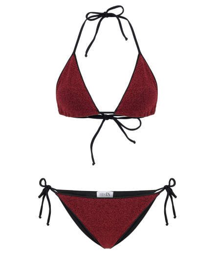 Bordo Simli Bikini Takım