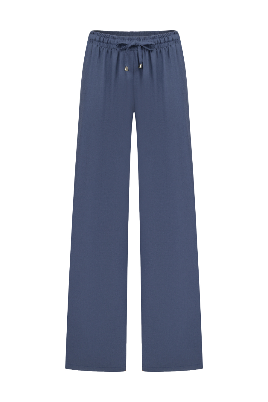 %100 Keten Beli Bağlamalı Pantolon