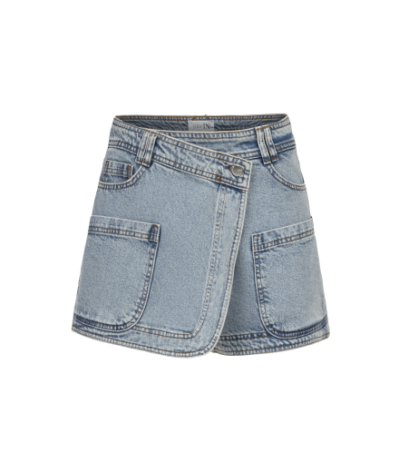 Buz Mavisi Denim Şort Etek