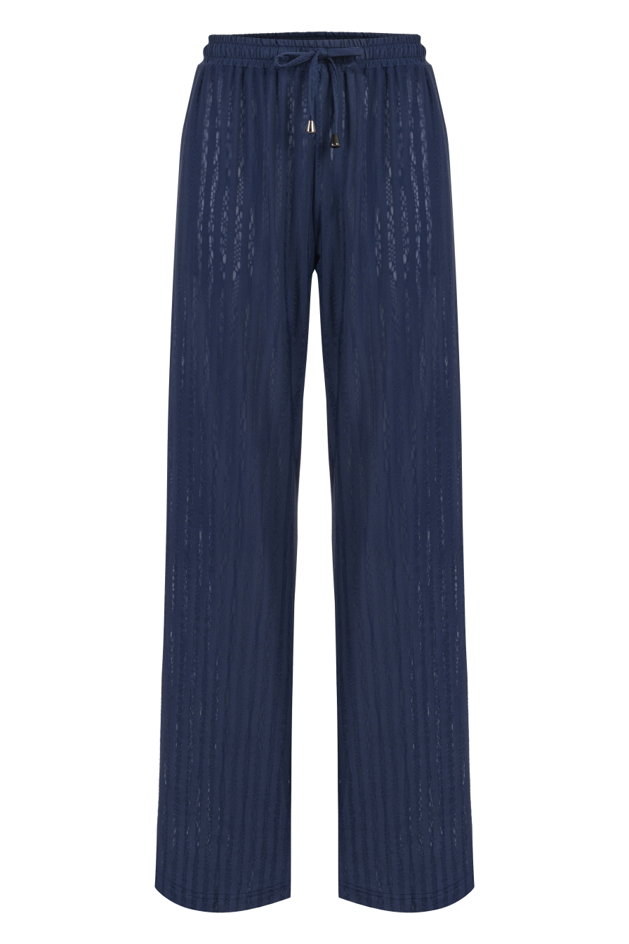 Lacivert Beli Bağlamalı Pantolon