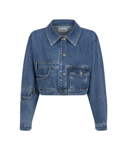 Kolu Cep Detaylı Mavi Denim Ceket