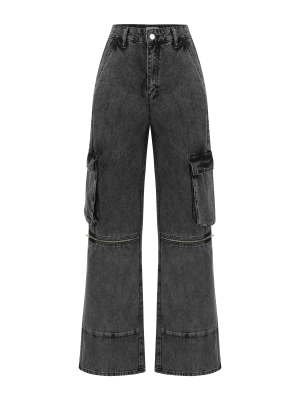 Fermuar Detaylı Antrasit Denim Pantolon