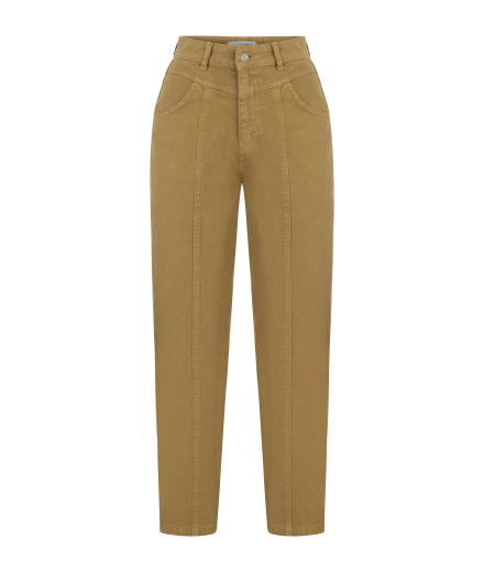 Kemerli Camel Denim Pantolon