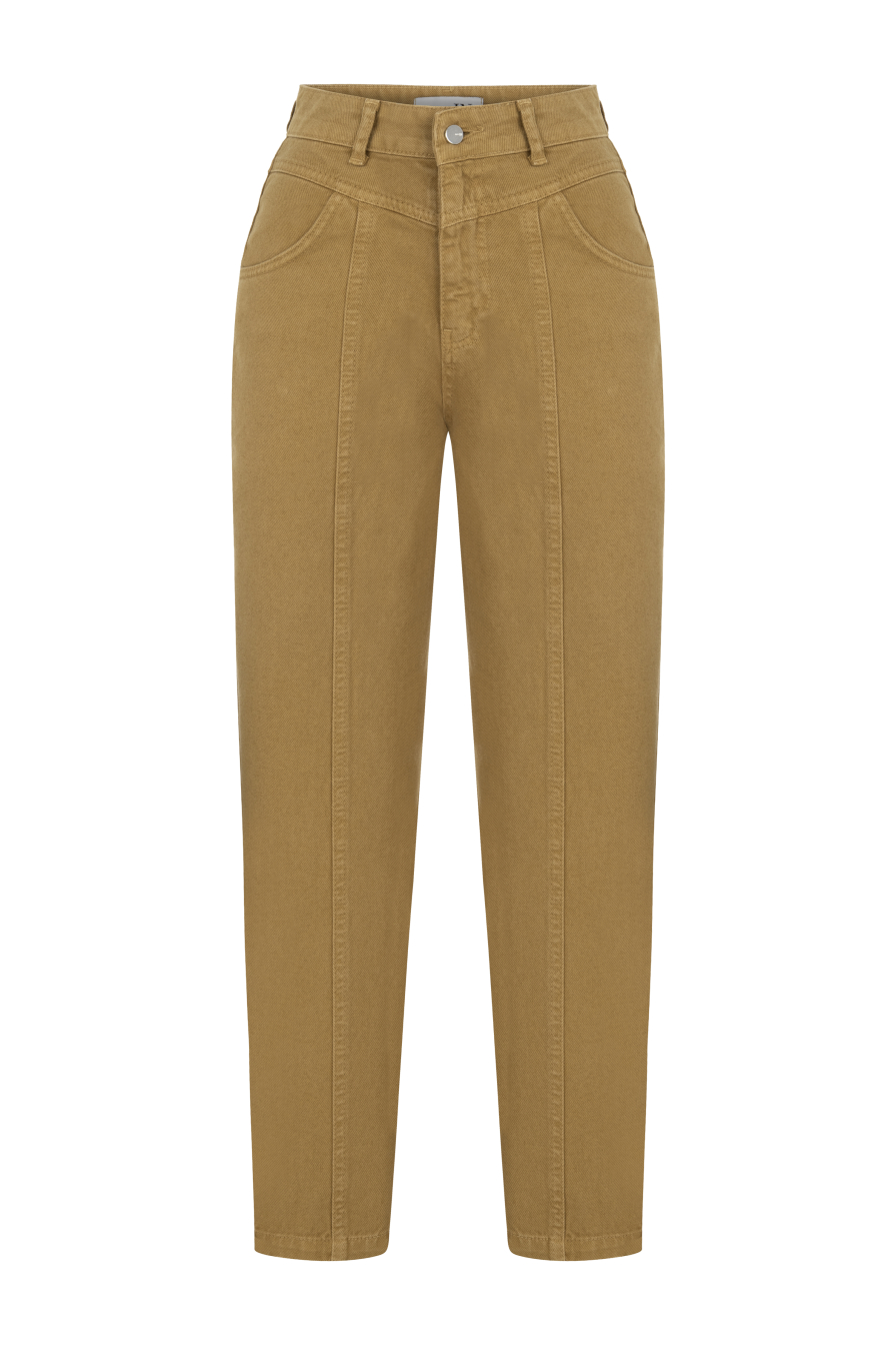 Kemerli Camel Denim Pantolon