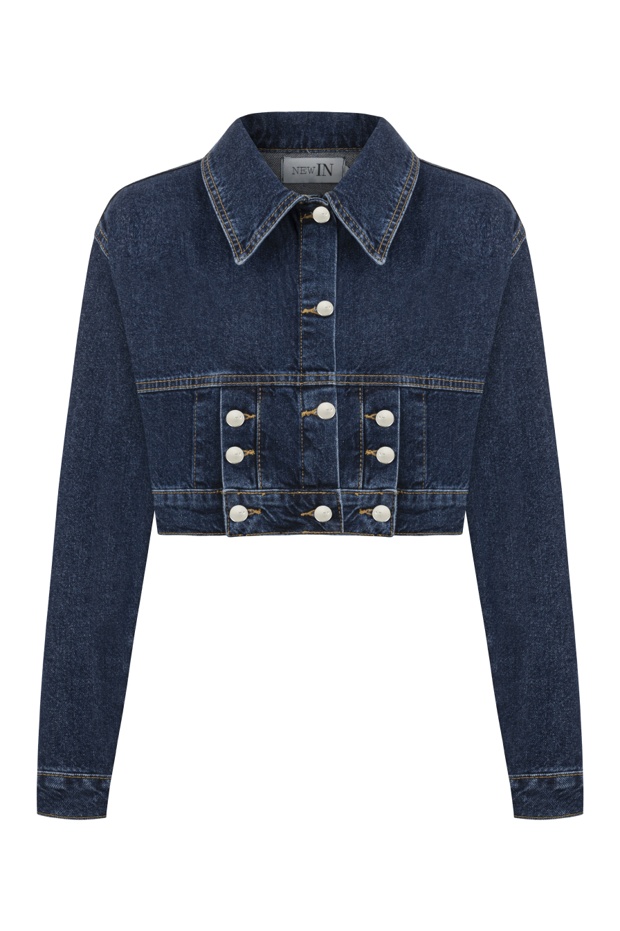 Çift Düğmeli Lacivert Denim Ceket