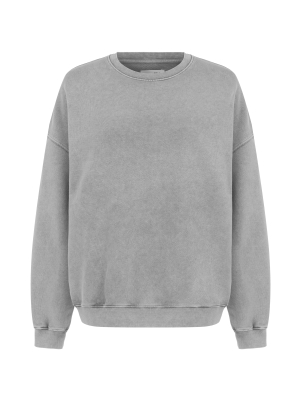 Sıfır Yaka Gri Sweatshirt