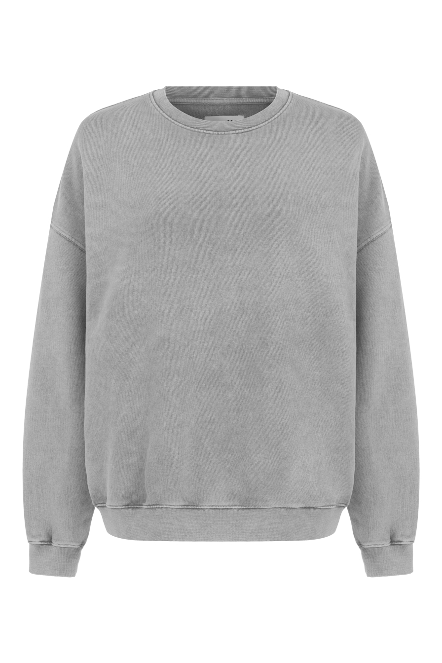 Sıfır Yaka Gri Sweatshirt