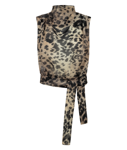 Beli Bağlamalı Leopar Bluz