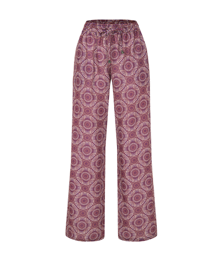 Pembe Desenli Beli Büzgülü Pantolon