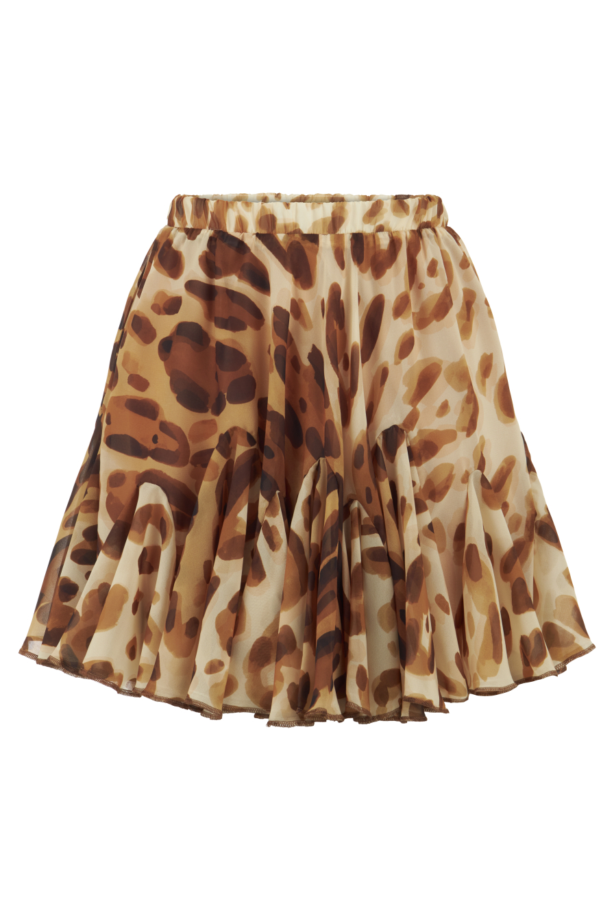 Volanlı Leopar Mini Etek