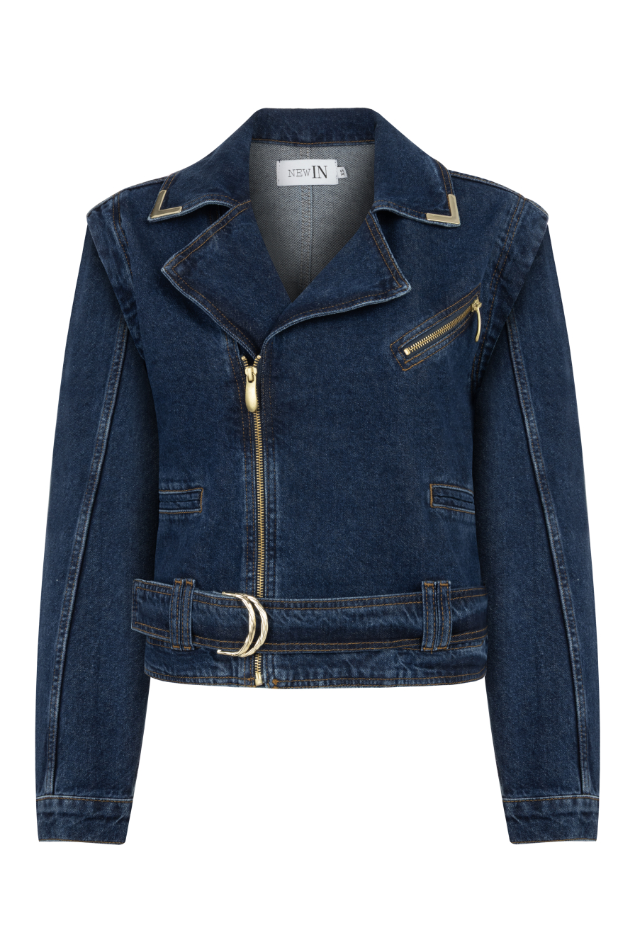 Gold Aksesuarlı Denim Ceket