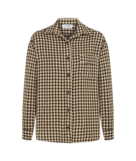 Kahverengi Bej Örme Gömlek