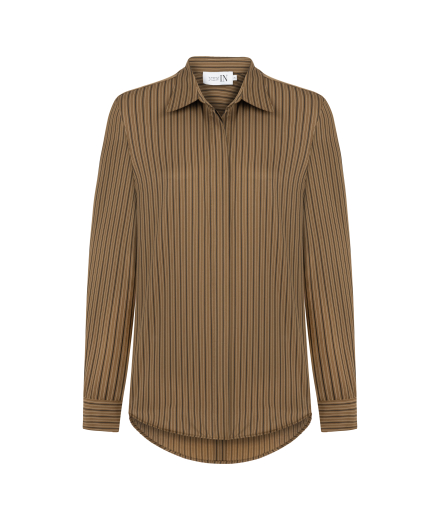 Arkası Düğme Detaylı Çizgili Gömlek