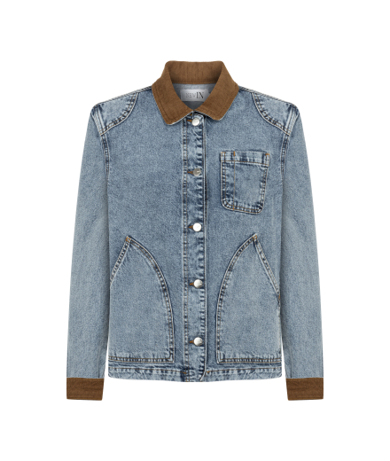 Kadife Yaka Detaylı Denim Ceket