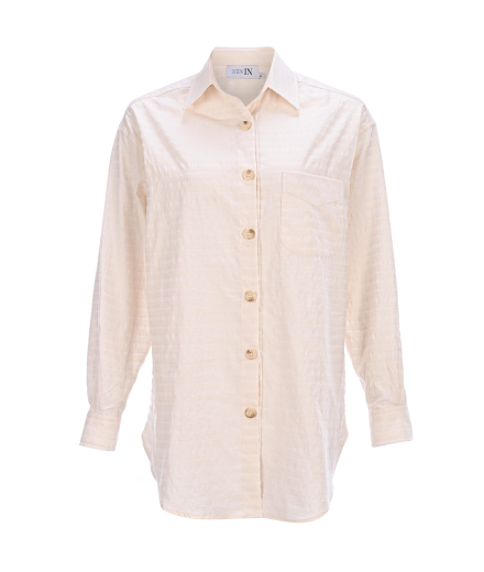 %100 Organik Cotton Kendinden Dokulu Oversize  Gömlek