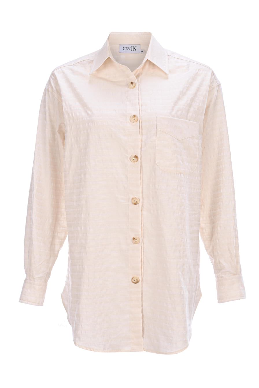 %100 Organik Cotton Kendinden Dokulu Oversize  Gömlek