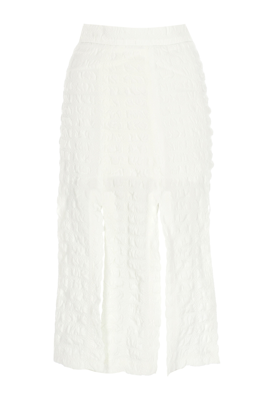 Çok Yırtmaçlı Beyaz Etek