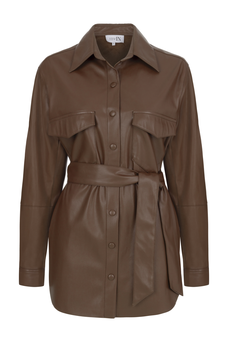 Suni Deri Kemerli Taba Gömlek