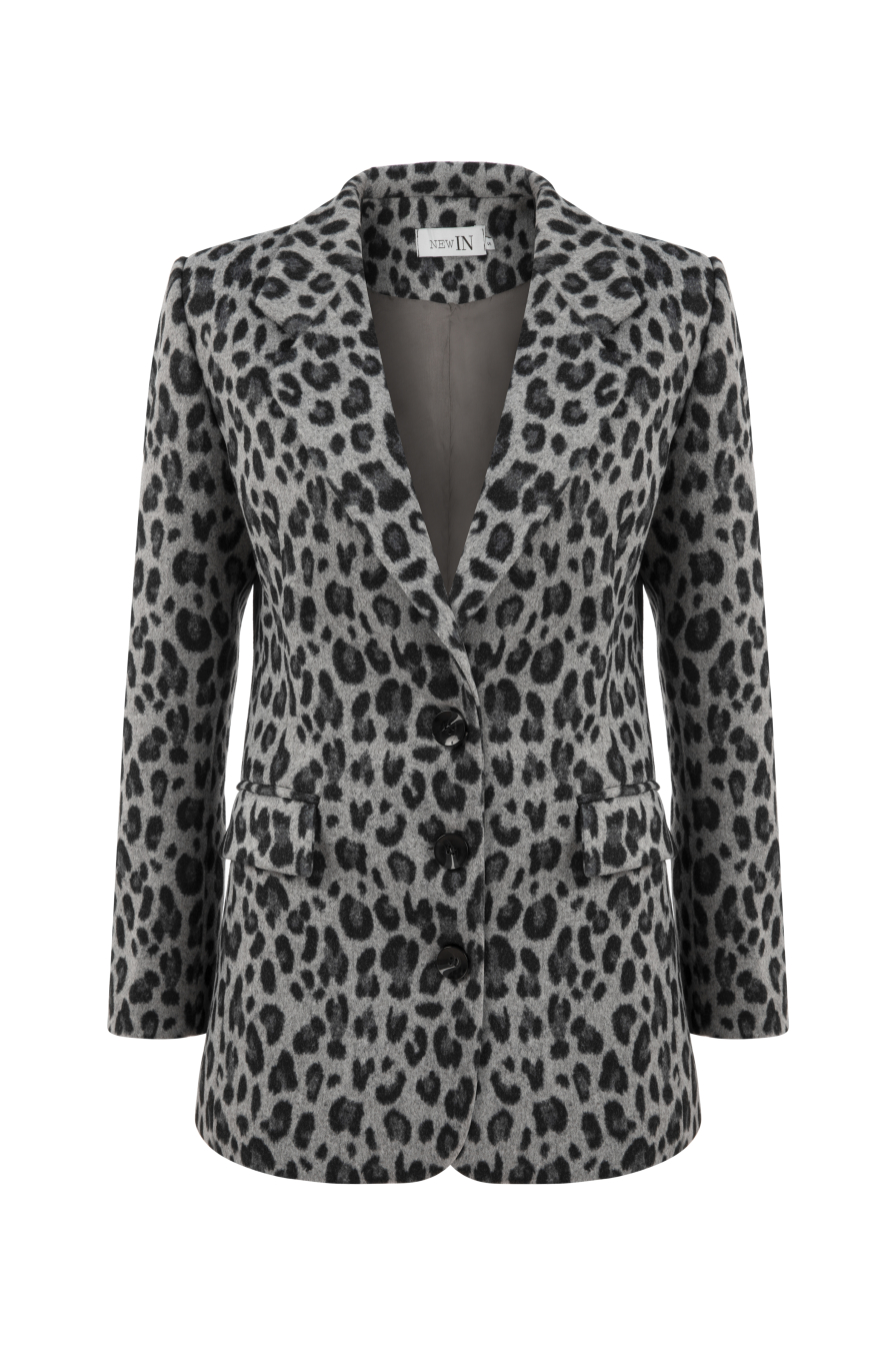 Leopar Desenli Blazer Ceket