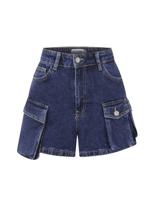 Kargo Lacivert Denim Şort