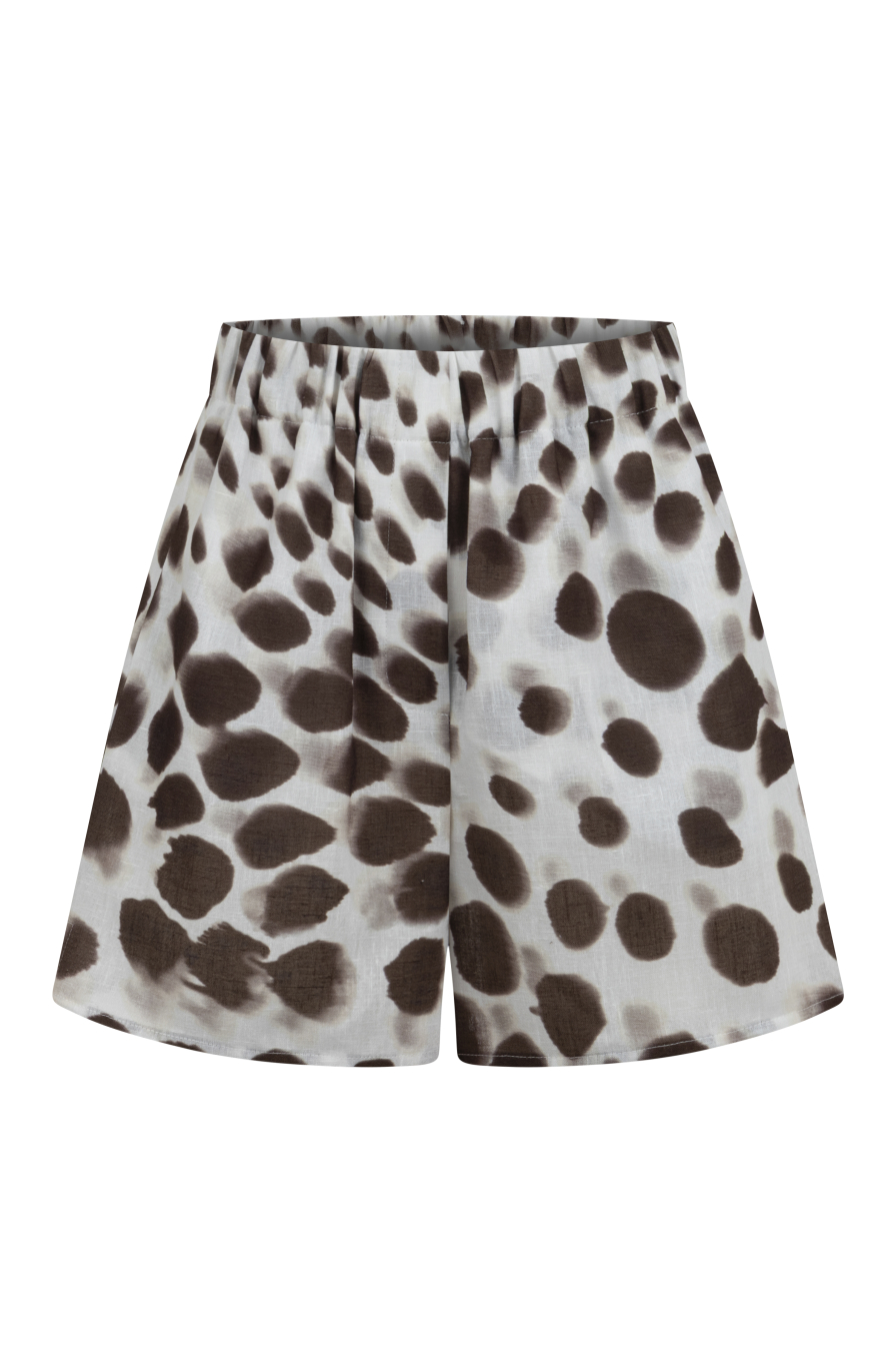 Kahverengi Leopar Desenli Şort