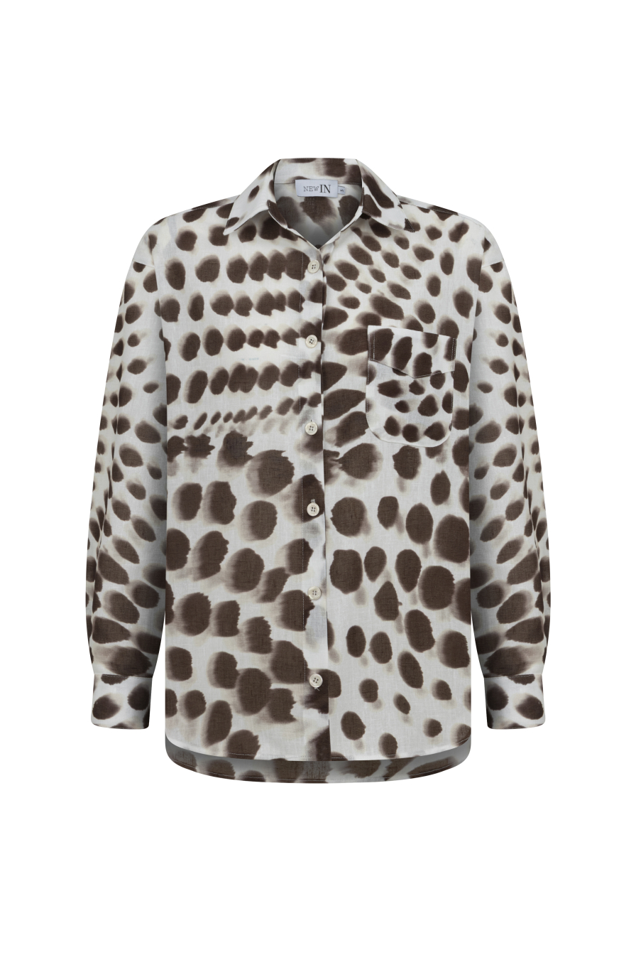 Kahverengi Leopar Desenli Gömlek