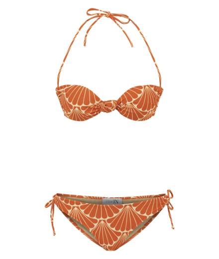 Deniz Kabuğu Desenli Straplez Bikini Takım