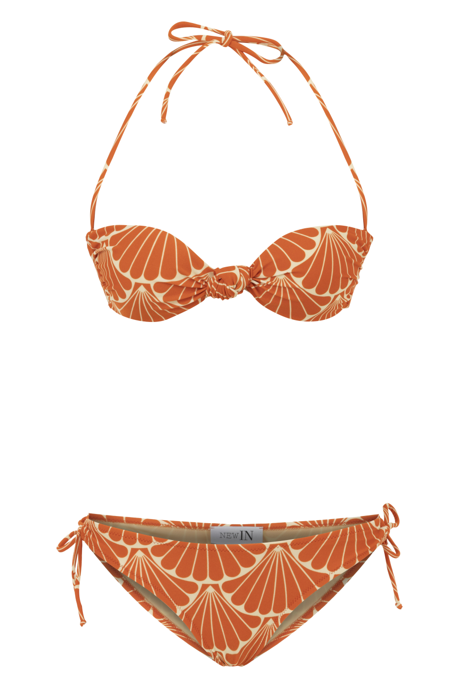 Deniz Kabuğu Desenli Straplez Bikini Takım