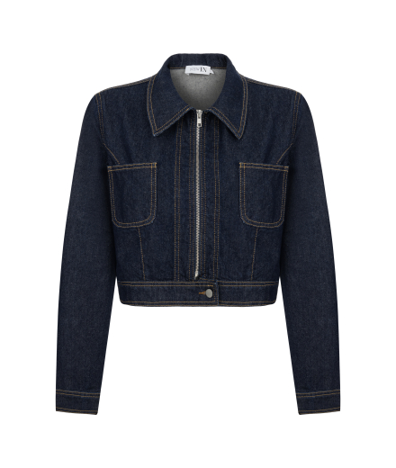 Kontrast Dikişli Denim Ceket