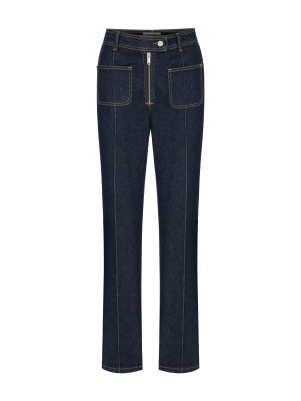 Kontrast Dikişli Denim Pantolon