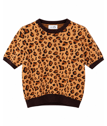 Kısa Kollu Leopar Triko