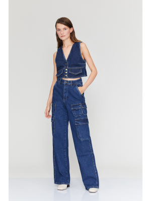 Kargo Lacivert Denim Pantolon