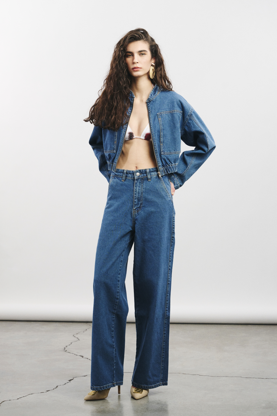 Lacivert Düz Kesim Denim Pantolon